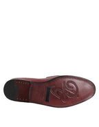 Dolce &amp; Gabbana Burgundy Leather Formal Slip On Shoes