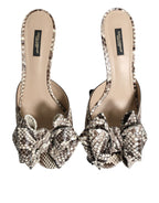 Dolce &amp; Gabbana Multicolor Keira Bow Leather Peep Toe Mules Shoes