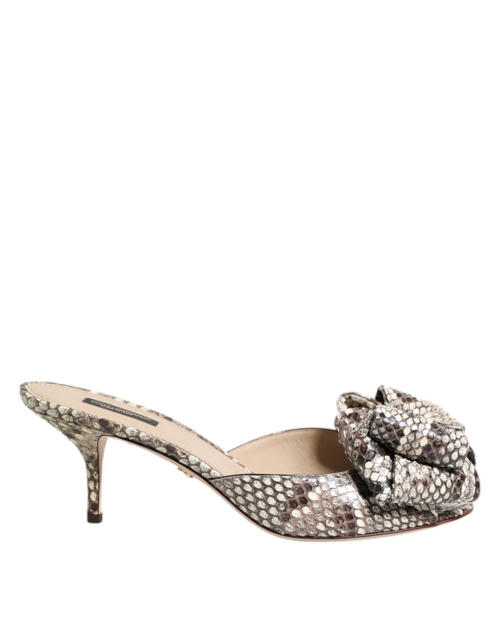 Dolce &amp; Gabbana Multicolor Keira Bow Leather Peep Toe Mules Shoes