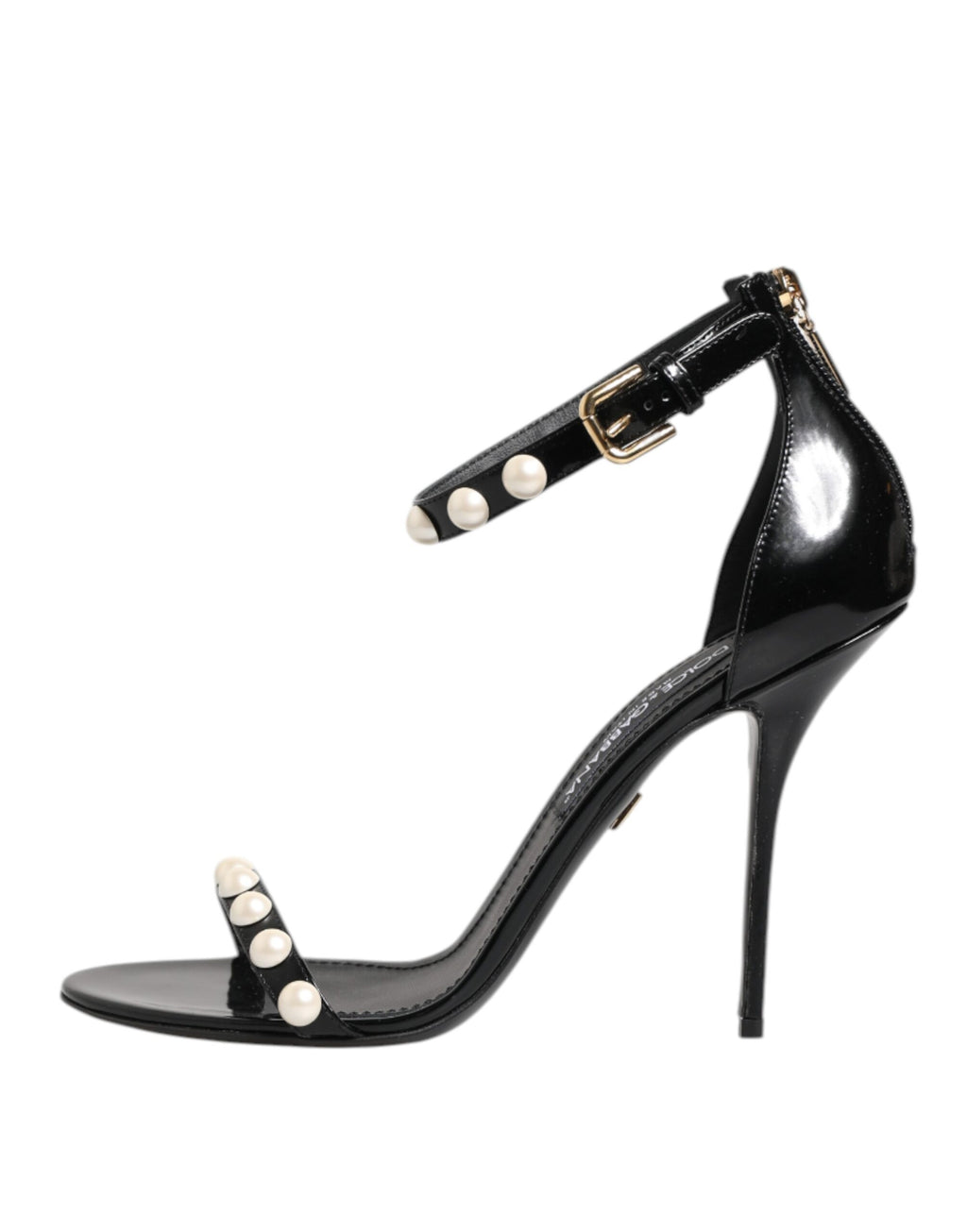 Dolce &amp; Gabbana Black KEIRA Pearl Embellished Sandals Shoes