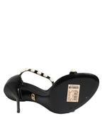 Dolce &amp; Gabbana Black KEIRA Pearl Embellished Sandals Shoes