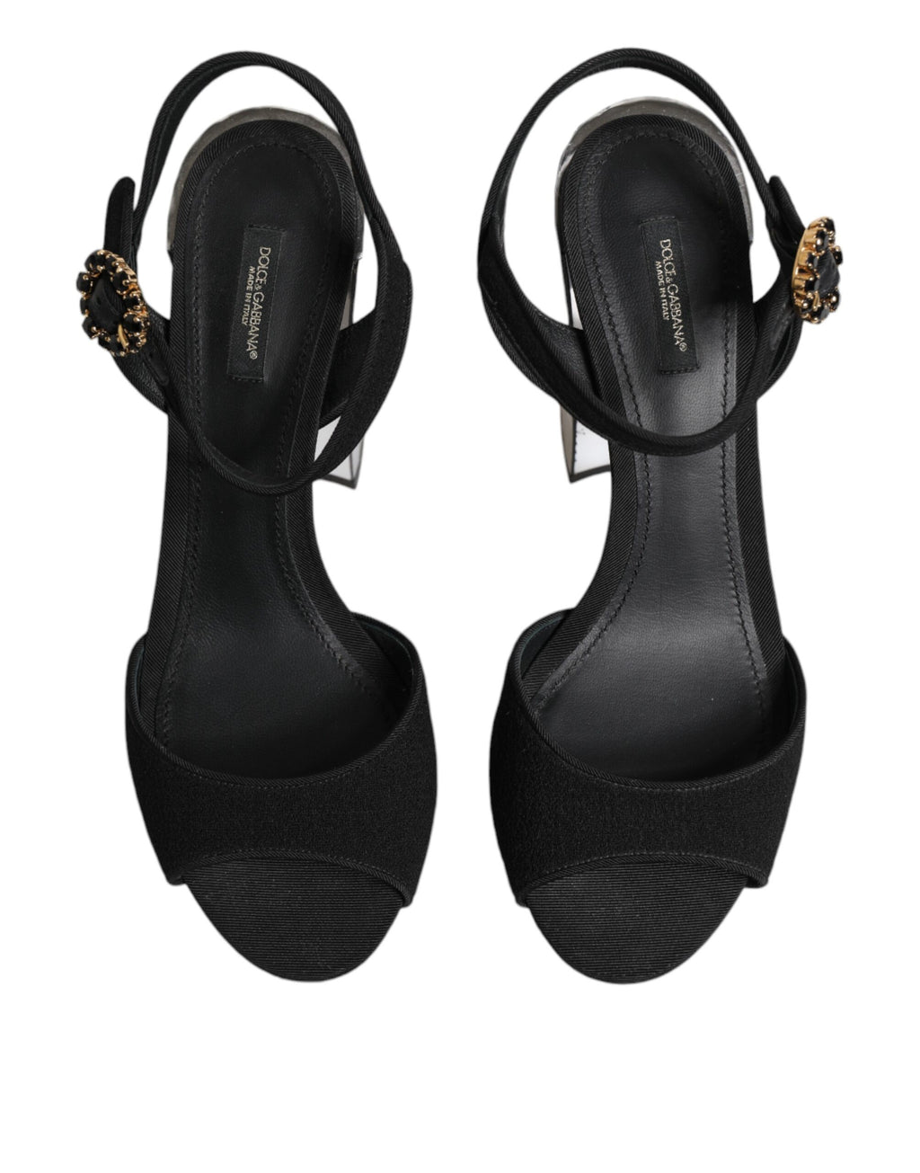 Dolce &amp; Gabbana Black Crystal Ankle Strap Keira Sandal Shoes