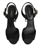 Dolce &amp; Gabbana Black Crystal Ankle Strap Keira Sandal Shoes