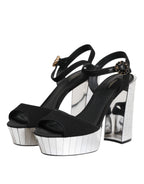 Dolce &amp; Gabbana Black Crystal Ankle Strap Keira Sandal Shoes
