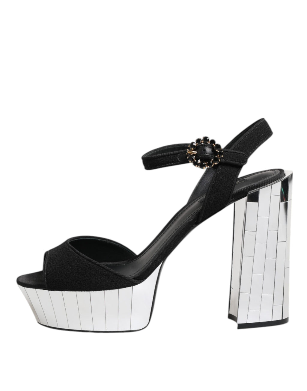 Dolce &amp; Gabbana Black Crystal Ankle Strap Keira Sandal Shoes