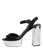 Dolce &amp; Gabbana Black Crystal Ankle Strap Keira Sandal Shoes