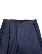 Dolce & Gabbana Blue Cotton Tapered Men Formal Trousers Pants
