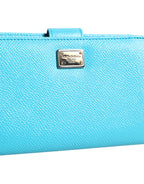 Dolce &amp; Gabbana Light Blue Leather Bifold Continental Clutch Wallet