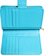 Dolce &amp; Gabbana Light Blue Leather Bifold Continental Clutch Wallet