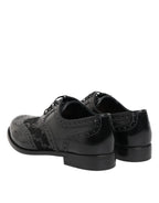 Dolce &amp; Gabbana Black Leather Floral Lace Dress Formal Shoes