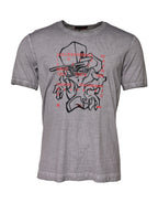 Dolce &amp; Gabbana Gray Graphic Print Cotton Crew Neck T-shirt