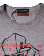 Dolce &amp; Gabbana Gray Graphic Print Cotton Crew Neck T-shirt