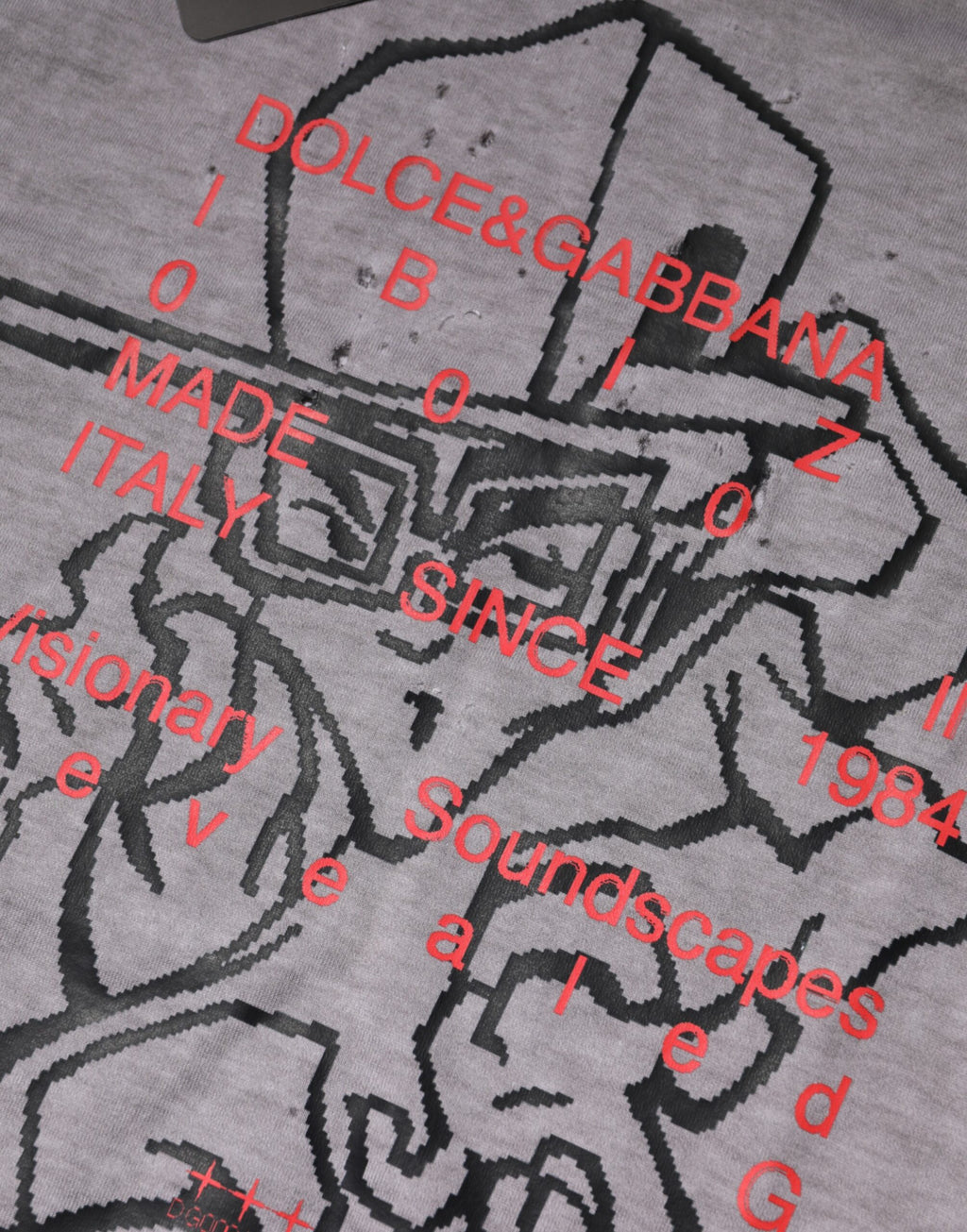 Dolce &amp; Gabbana Gray Graphic Print Cotton Crew Neck T-shirt