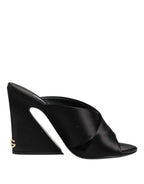 Dolce & Gabbana Black Logo KEIRA Satin Slides Sandals Shoes