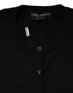 Dolce &amp; Gabbana Black Wool Knit Crew Neck Cardigan Sweater