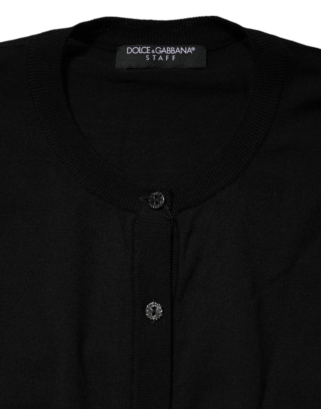 Dolce &amp; Gabbana Black Wool Knit Round Neck Cardigan Sweater