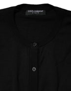 Dolce &amp; Gabbana Black Wool Knit Round Neck Cardigan Sweater