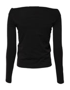 Dolce &amp; Gabbana Black Wool Shrug Crew Neck Pullover Sweater