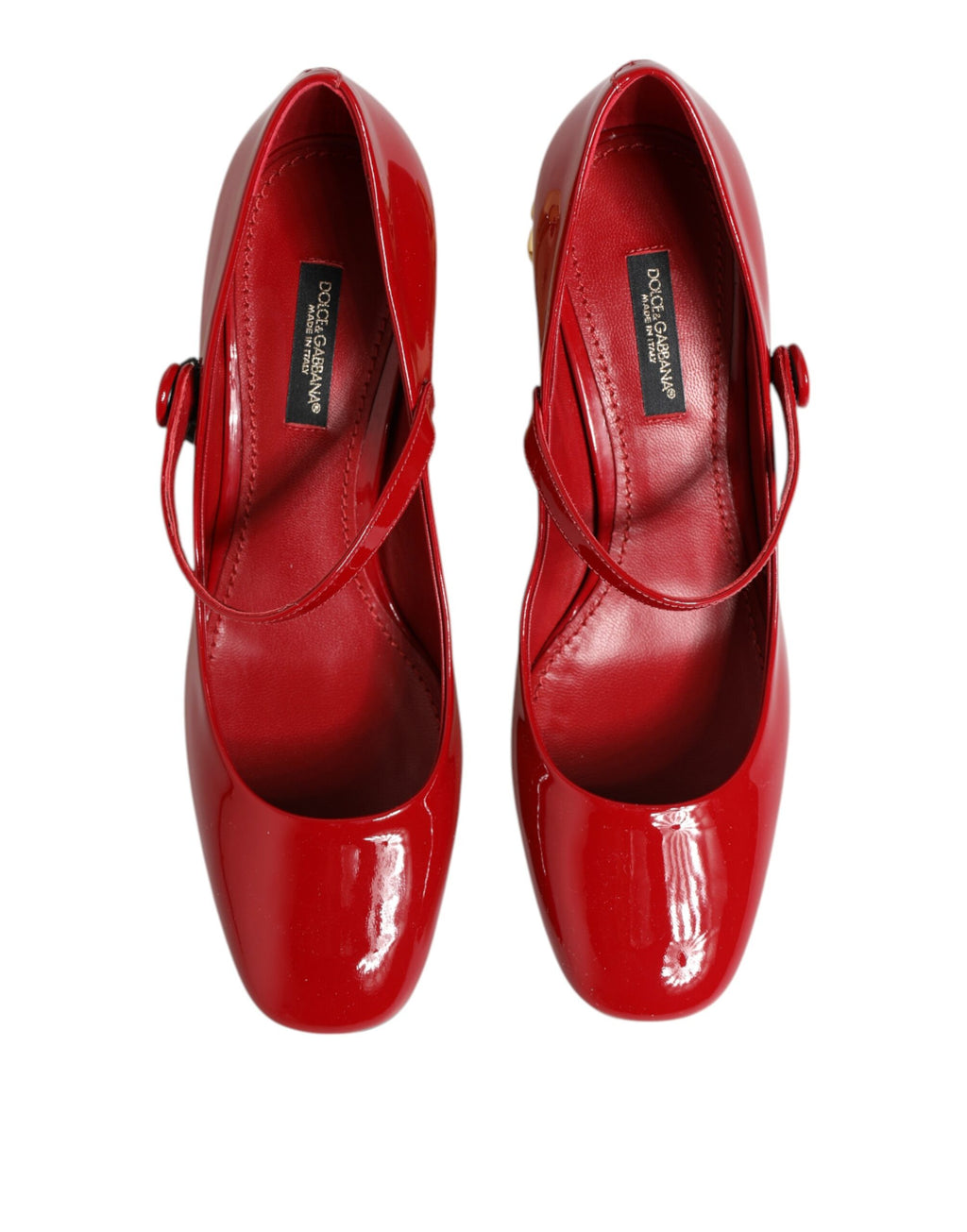 Dolce &amp; Gabbana Red Leather DG Logo Heels Sandals Shoes