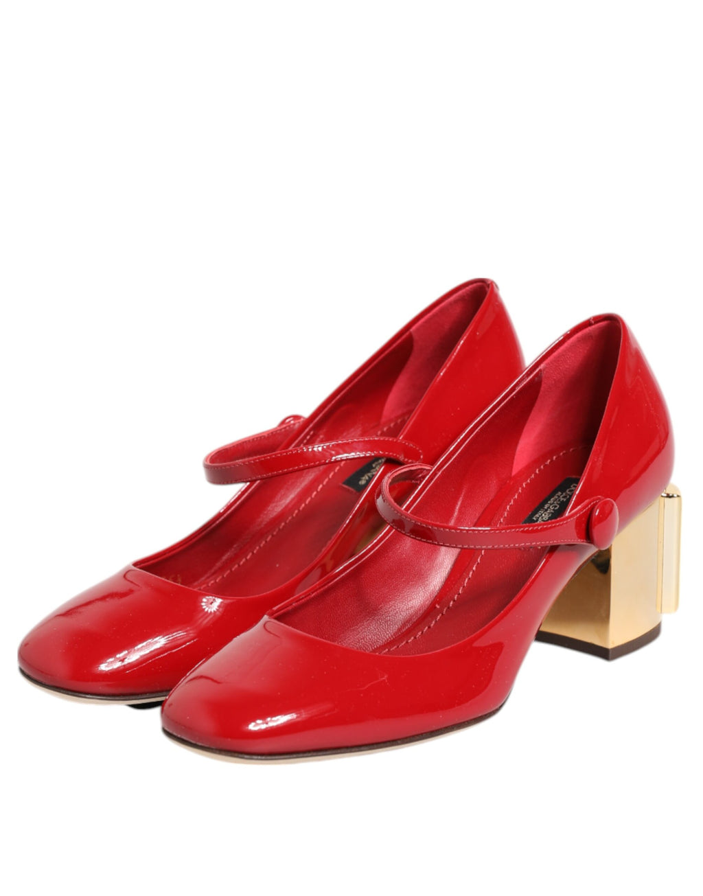 Dolce &amp; Gabbana Red Leather DG Logo Heels Sandals Shoes