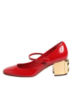 Dolce &amp; Gabbana Red Leather DG Logo Heels Sandals Shoes