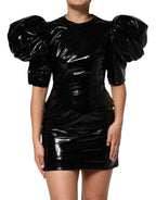 Dolce &amp; Gabbana Black Bodycon Sheath Puff Sleeve Mini Dress