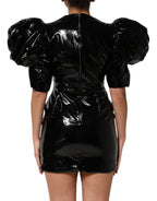 Dolce &amp; Gabbana Black Bodycon Sheath Puff Sleeve Mini Dress