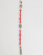 Dolce & Gabbana Silver Tone Brass Beaded Resin DG Logo Chain Men Bracelet
