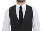Dolce & Gabbana Gray Striped Formal Dress Gilet Vest