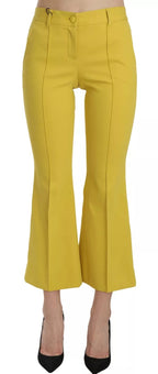 Dolce &amp; Gabbana Yellow Flared Bootcut Capri Cotton Pants