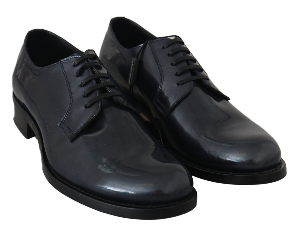 Dolce &amp; Gabbana Blue Leather Derby Dress Formal Shoes