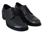 Dolce &amp; Gabbana Blue Leather Derby Dress Formal Shoes