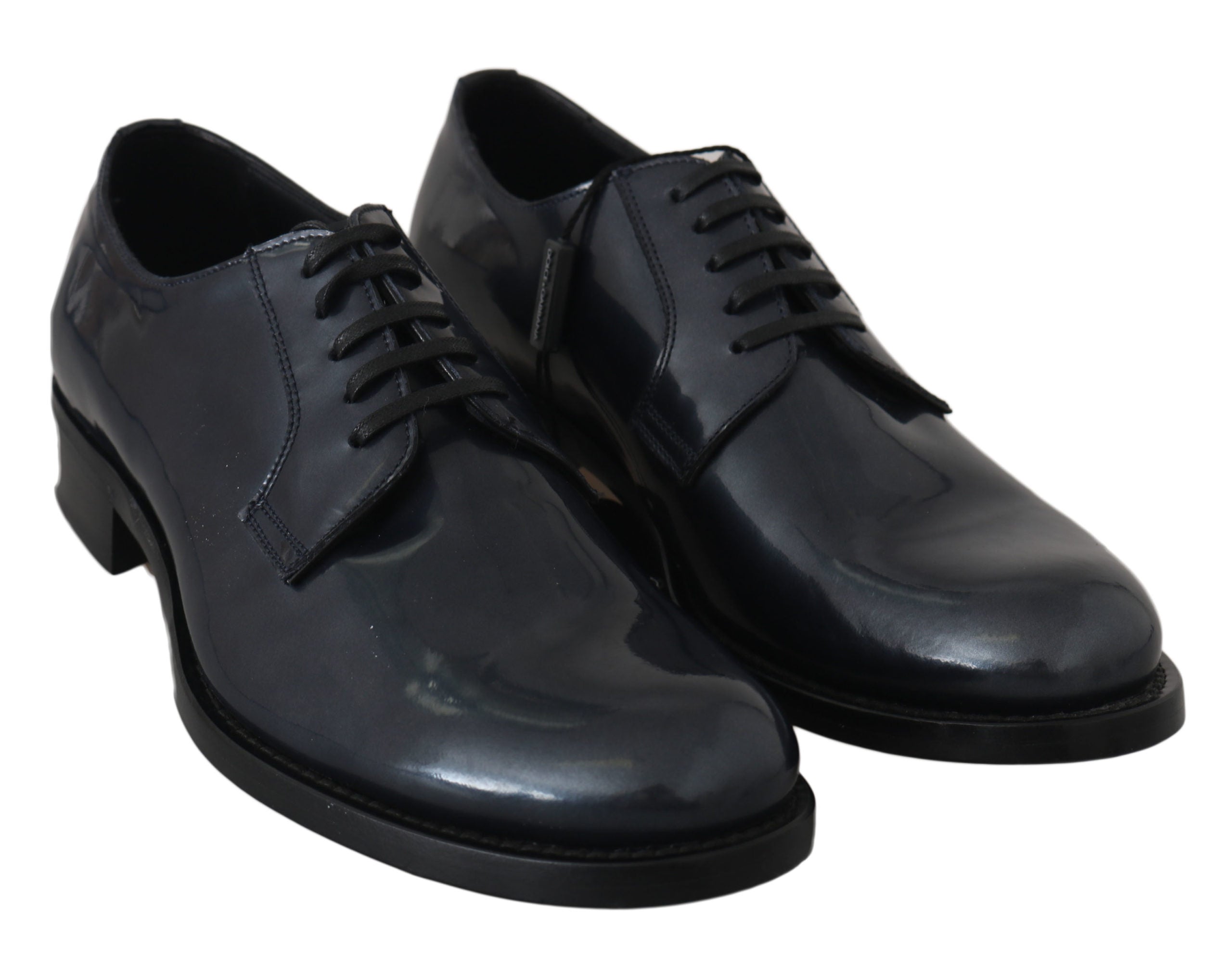 Dolce &amp; Gabbana Blue Leather Derby Dress Formal Shoes