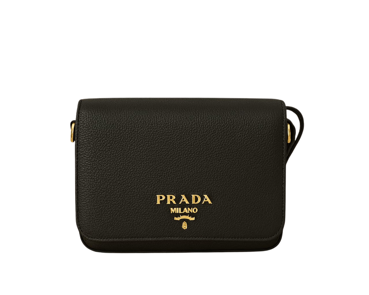 Borsa Prada a tracolla in pelle nera