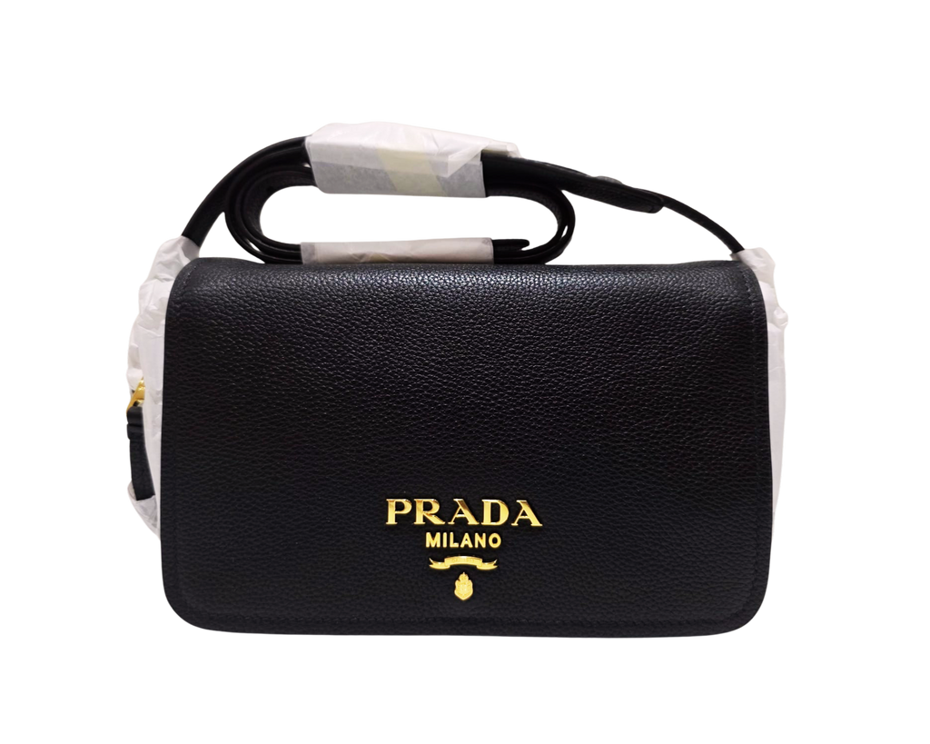 Borsa Prada a tracolla in pelle nera